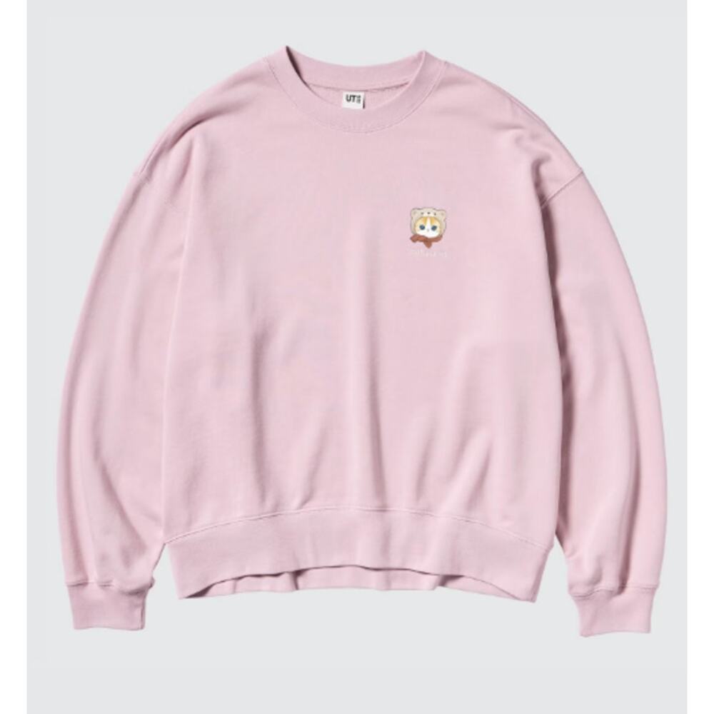 Mofusand Uniqlo Collab Printed Embroidered Sweatshirt in Pink XS